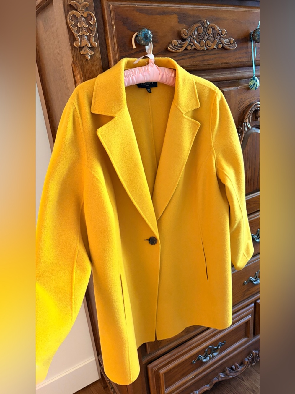 Talbots Bright Yellow Single-Button Pea Coat